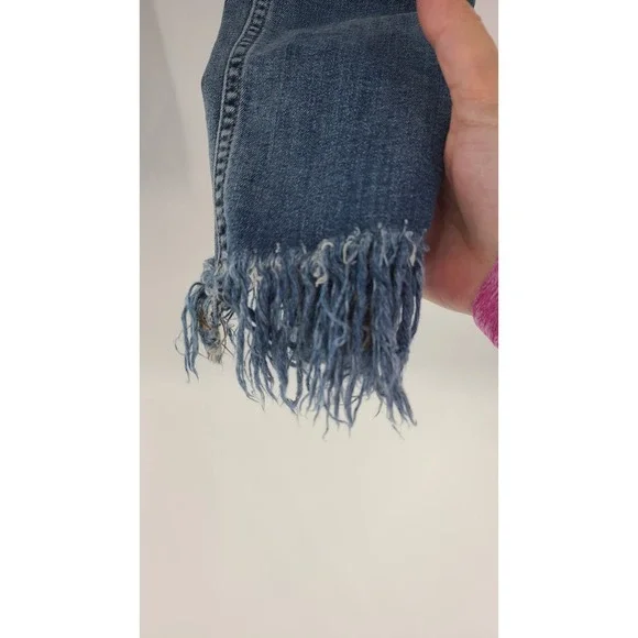 Free People Womens Jeans Size 29 Blue Distressed Frayed Hem Skinny Boho Indie - Picture 11 of 11